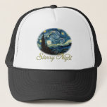 Starry Night by Vincent van Gogh. Trucker Hat<br><div class="desc">Starry Night by Vincent van Gogh. Famous impressionism landscape oil painting. Unique Van Gogh's swirling painting brush style.</div>