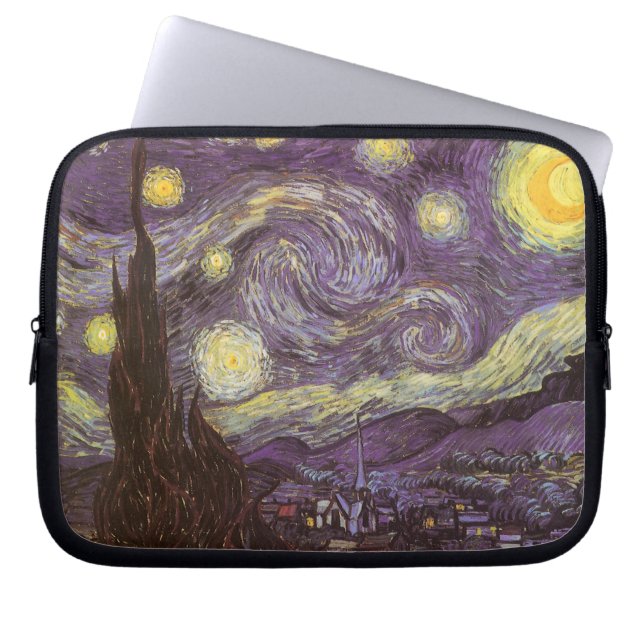 Starry Night by Vincent van Gogh, Vintage Fine Art Laptop Sleeve (Front)