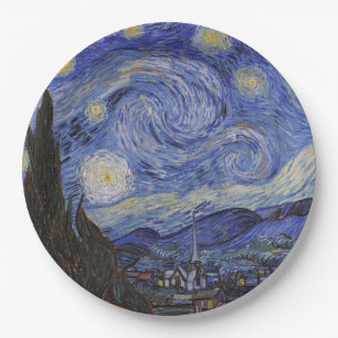 Starry night by Vincent Willem van Gogh painting Paper Plate