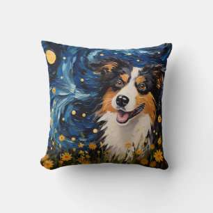 Starry Night Canine Dreamscape - Van Gogh Inspired Cushion