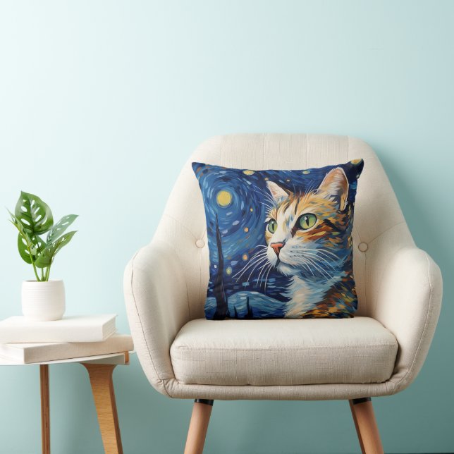 Starry Night Cat Cushion (Chair)