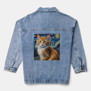 Starry Night Cat Denim Jacket
