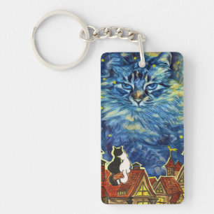 Starry Night Cat Key Ring
