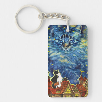 Starry Night Cat Key Ring
