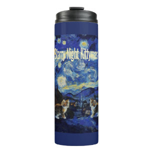 Starry Night Cat Lovers Festive Christmas Thermal Tumbler