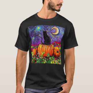 Starry Night Cat Pumpkin Halloween, Van Gogh Cat H T-Shirt