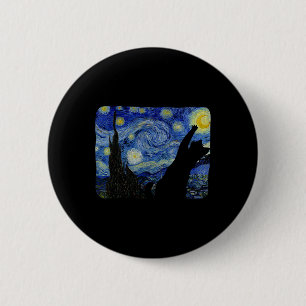 Starry Night Cat Shirt Van Gogh Cat Lover Cat Mum 6 Cm Round Badge