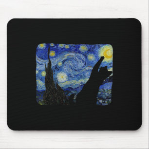 Starry Night Cat Shirt Van Gogh Cat Lover Cat Mum Mouse Pad