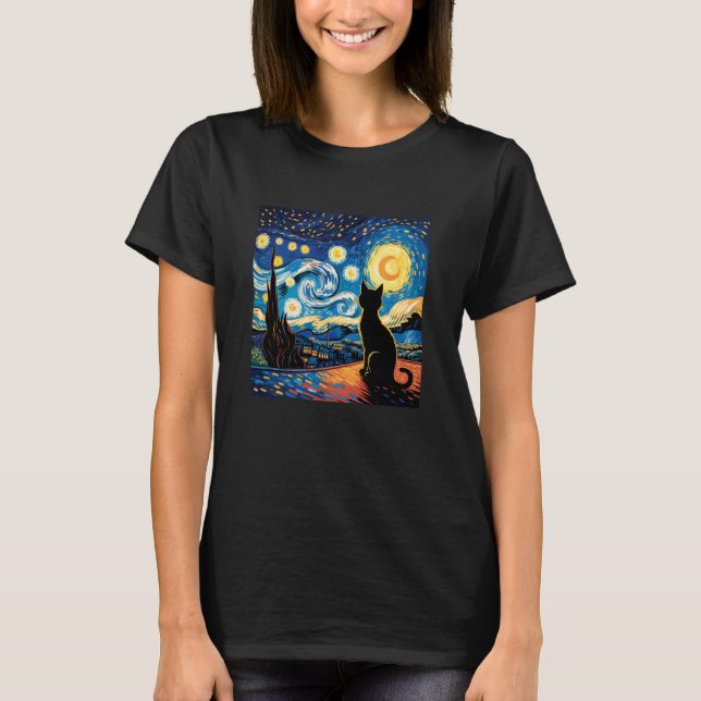 Starry Night Cat T-Shirt (Front)