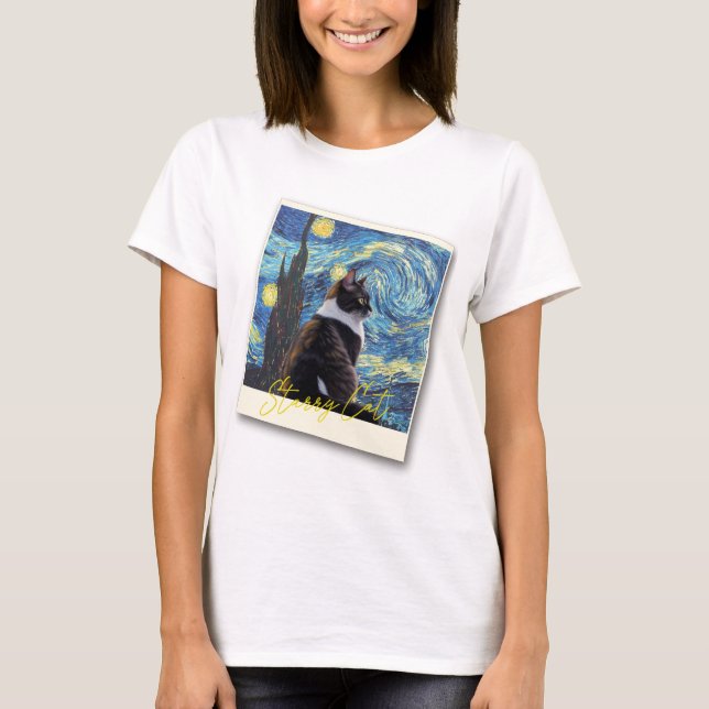 Starry night cat T-Shirt (Front)