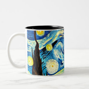 Starry Night Cat - Two-Tone Mug