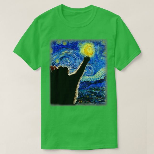 Starry Night Cat Van Gogh Cat Cat Lover Cat Mum Ca T-Shirt (Design Front)