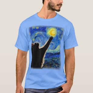 Starry Night Cat, Van Gogh Cat, Cat Lover, Cat Mum T-Shirt