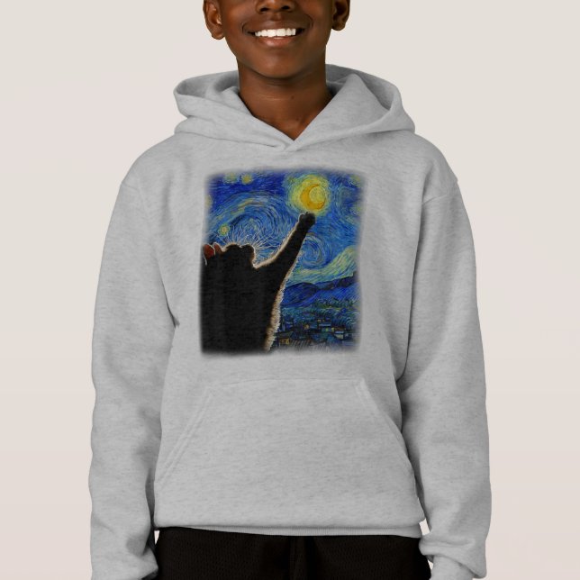 Starry Night Cat, Van Gogh Cat Lover Cat Dad Mom T (Front)