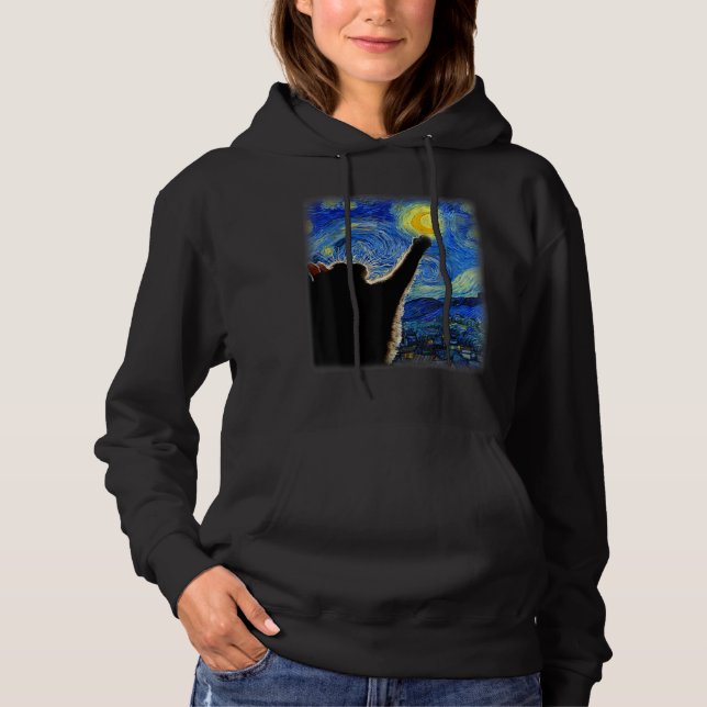 Starry Night Cat, Van Gogh Cat Lover Cat Dad Mum T Hoodie (Front)
