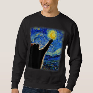 Starry Night Cat, Van Gogh Cat Lover Cat Dad Mum T Sweatshirt