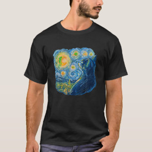 Starry Night Cat van Gogh Famous Painting T Shirt