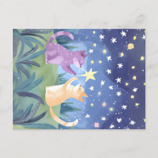 Starry Night Cats Postcard