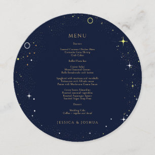 Starry Night Celestial Cosmic Wedding Round Menu