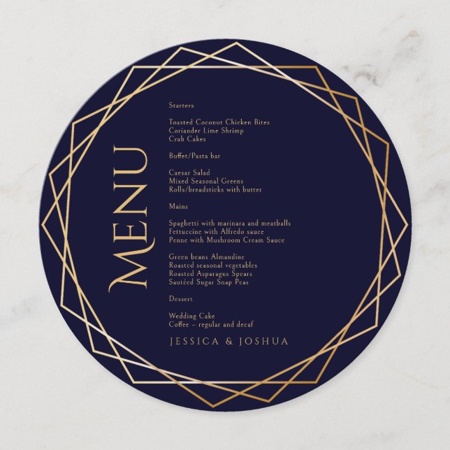 Starry Night Celestial Cosmic Wedding Round Menu (Front)