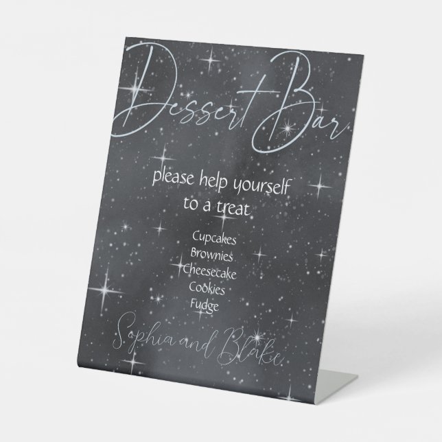 Starry Night Celestial Dessert Bar Pedestal Sign (Front)