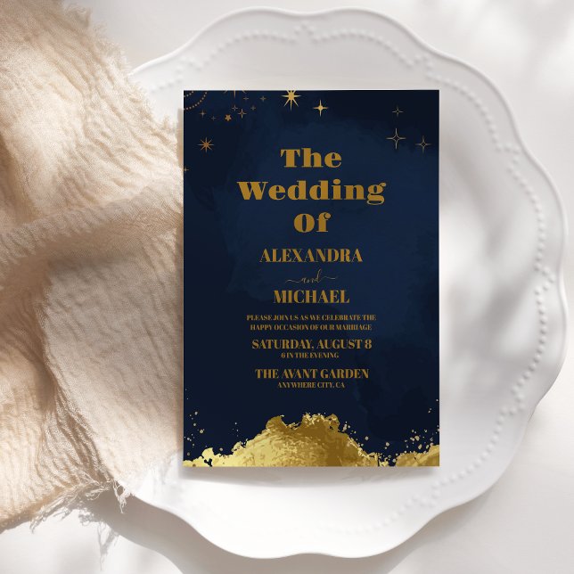 Starry Night Celestial Galaxy Wedding Invitation (Creator Uploaded)