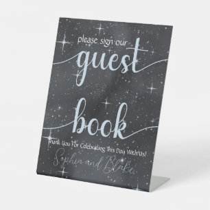 Starry Night Celestial Guest Book Pedestal Sign