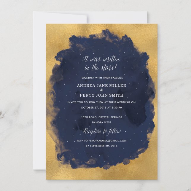 Starry Night Celestial Star Wedding Invitation (Front)