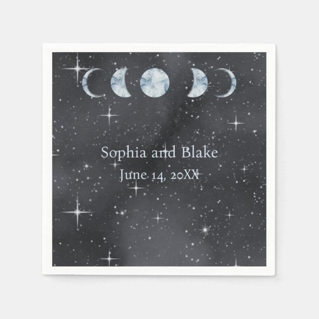 Starry Night Celestial Wedding Napkin (Front)