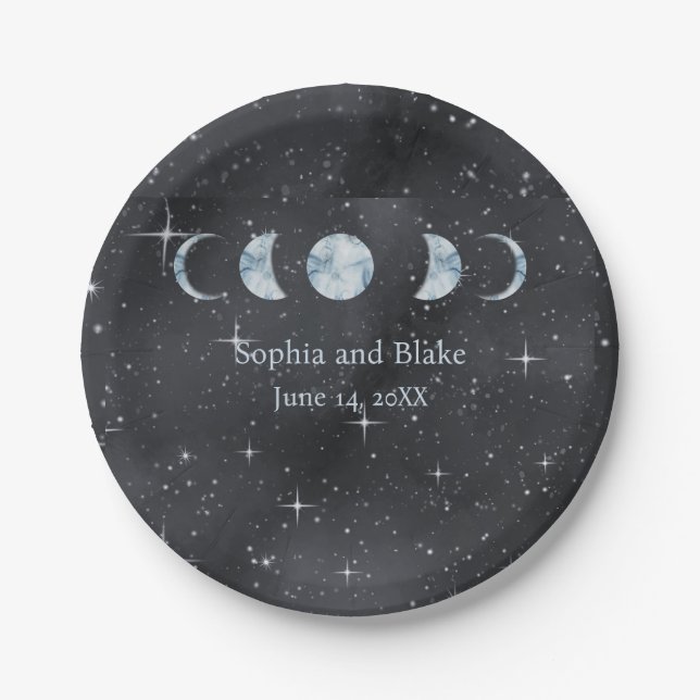 Starry Night Celestial Wedding Paper Plate (Front)