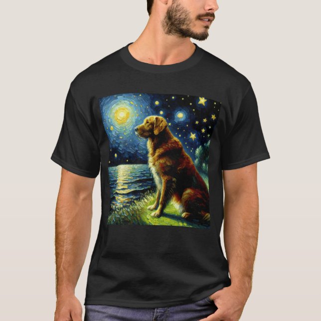 Starry Night Chesapeake Bay Retriever Dog Van T-Shirt (Front)