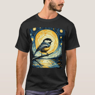Starry Night Chickadee Van Gogh Bird Lover T-Shirt
