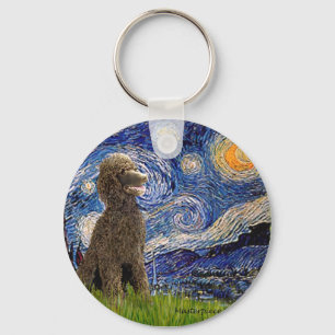 Starry Night - Chocolate St. Poodle Key Ring
