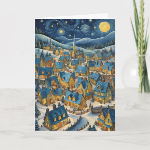 Starry Night Christmas Card with Custom Message