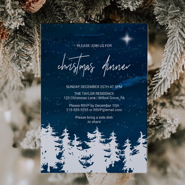 Starry Night Christmas Dinner Invitation (Creator Uploaded)
