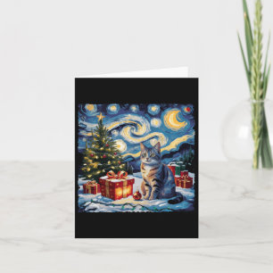 Starry Night Christmas Non-pedigreed Cat Van Gogh Card