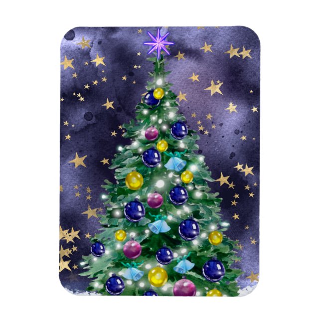 Starry Night Christmas Tree Magnet (Vertical)