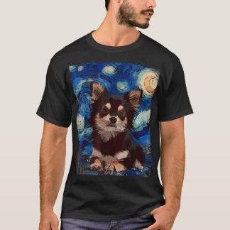 Starry Night Chubby Chihuahua Dog Painting Dog Lov T-Shirt