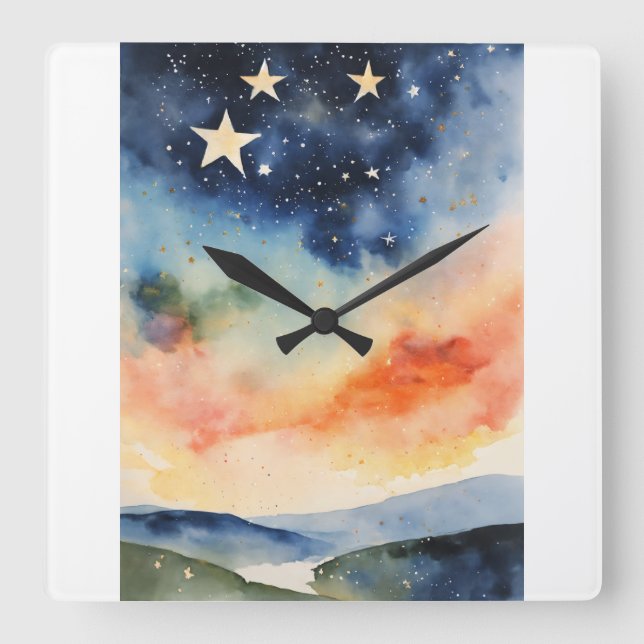 Starry Night Clock Celestial Star Clock Twinkling  (Front)