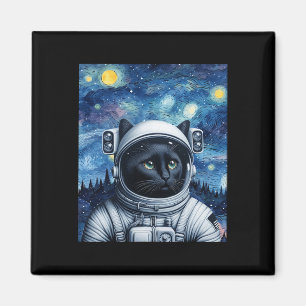Starry Night Cosmic Cat Astronaut Art Magnet