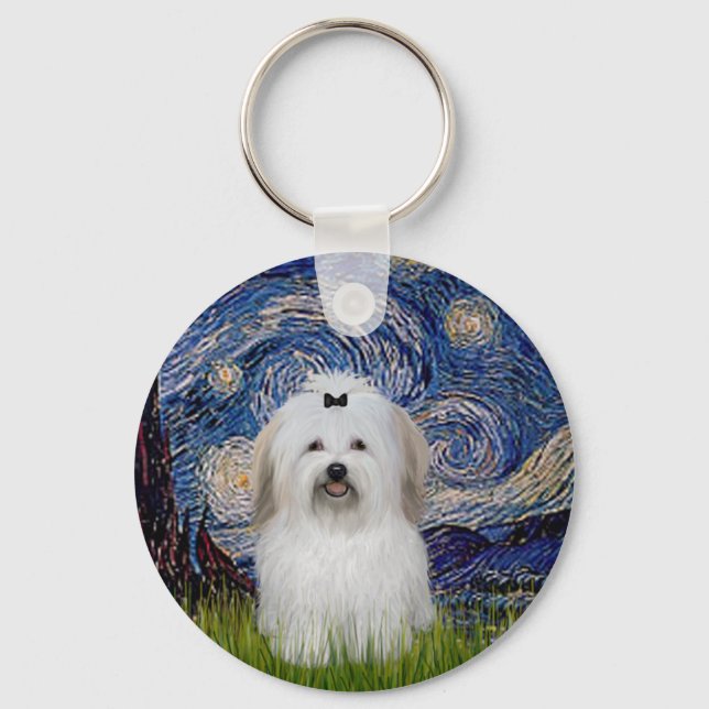Starry Night - Coton de Tulear 2 Key Ring (Front)