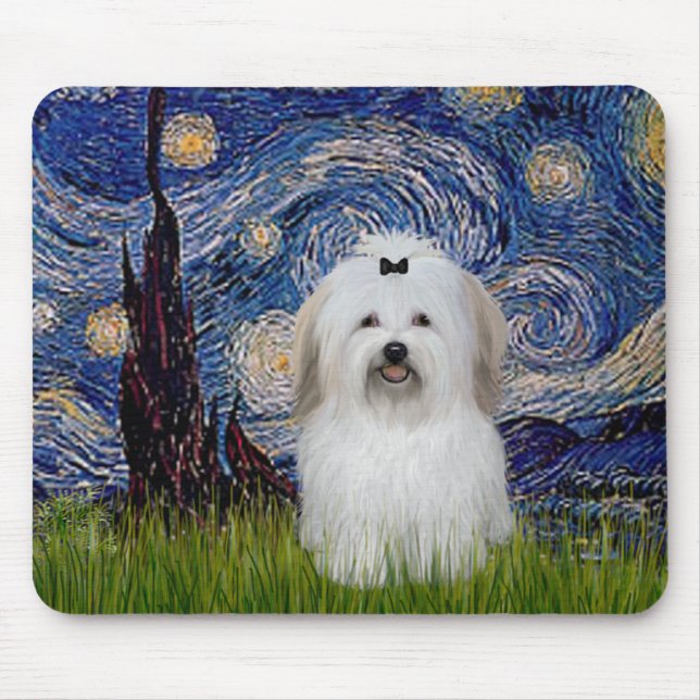 Starry Night - Coton de Tulear 2 Mouse Pad (Front)