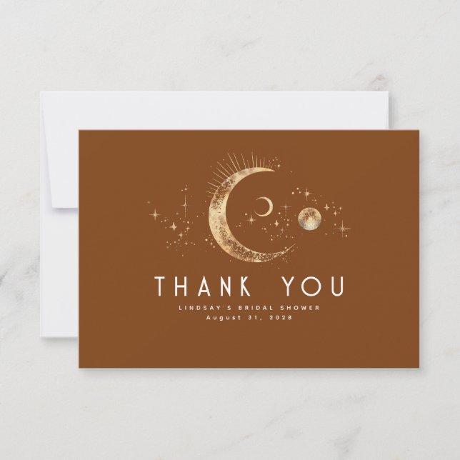 Starry Night Crescent Moon Celestial Thank You Card (Front)