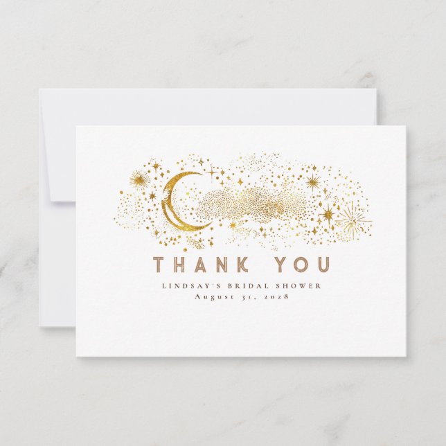 Starry Night Crescent Moon Small Thank You (Front)