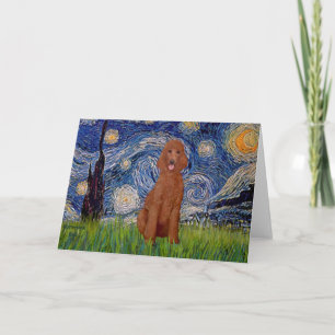 Starry Night - Dark Red Standard Poodle #1 Card