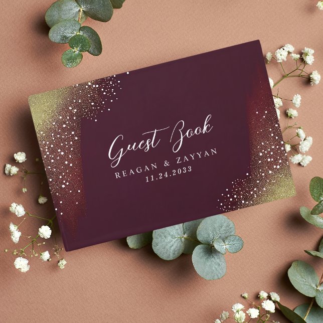 Starry Night Deep Crimson Wedding Guest Book (Creator Uploaded)