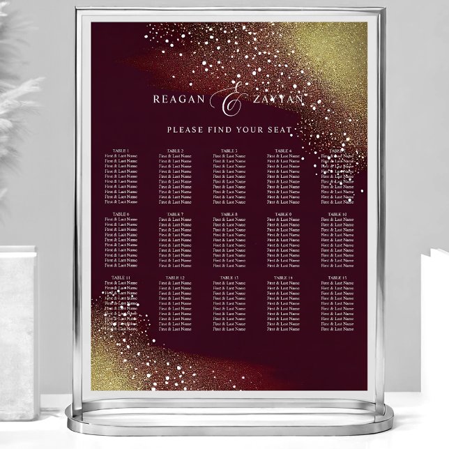 Starry Night Deep Crimson Wedding Seating Chart (Creator Uploaded)