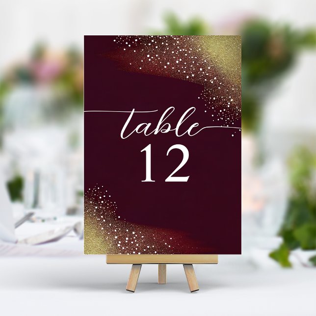 Starry Night Deep Crimson Wedding Table Number (Creator Uploaded)
