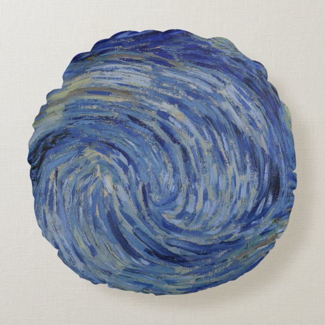 "Starry Night" detail closeup by Van Gogh Round Cushion (Front)