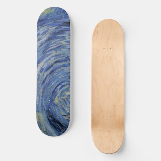 "Starry Night" detail closeup by Van Gogh Skateboard (Front)
